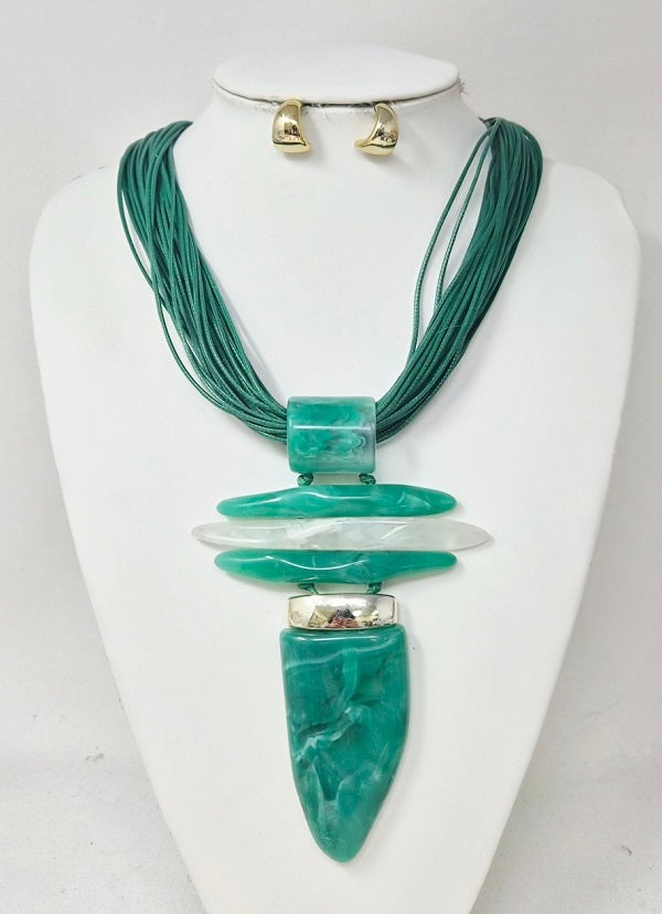 Fashion Large Pendant Necklace Set #JN11323 - Multiple Colors (PC)