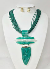 Fashion Large Pendant Necklace Set #JN11323 - Multiple Colors (PC)
