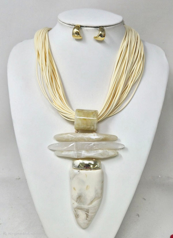 Fashion Large Pendant Necklace Set #JN11323 - Multiple Colors (PC)