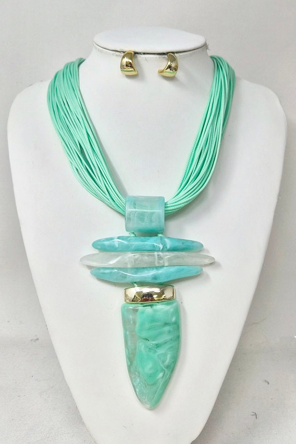 Fashion Large Pendant Necklace Set #JN11323 - Multiple Colors (PC)