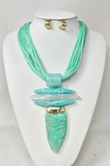 Fashion Large Pendant Necklace Set #JN11323 - Multiple Colors (PC)