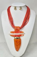 Fashion Large Pendant Necklace Set #JN11323 - Multiple Colors (PC)