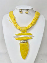 Fashion Large Pendant Necklace Set #JN11323 - Multiple Colors (PC)