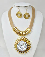 Fashion Crystal Sunburst Necklace Set #JN11337 - Multiple Colors (PC)