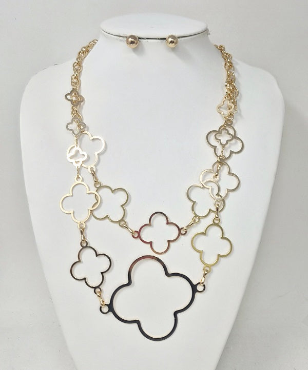 Fashion Layered Clover Necklace Set #JN11338 - Multiple Colors (PC)