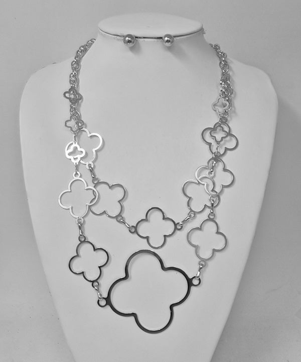 Fashion Layered Clover Necklace Set #JN11338 - Multiple Colors (PC)