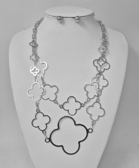 Fashion Layered Clover Necklace Set #JN11338 - Multiple Colors (PC)