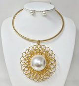 Fashion Pearl Flower Necklace Set #JN11341 - Multiple Colors (PC)