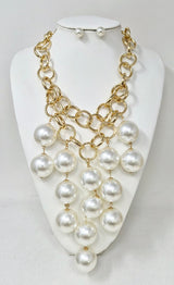 Fashion Pearl Link Necklace Set #JN11357 - Multiple Colors (PC)