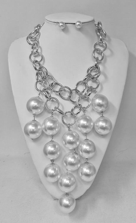 Fashion Pearl Link Necklace Set #JN11357 - Multiple Colors (PC)