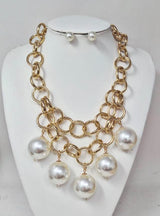 Fashion Pearl Charm Chain Necklace Set #JN11360 - Multiple Colors (PC)