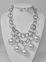 Fashion Pearl Charm Chain Necklace Set #JN11360 - Multiple Colors (PC)