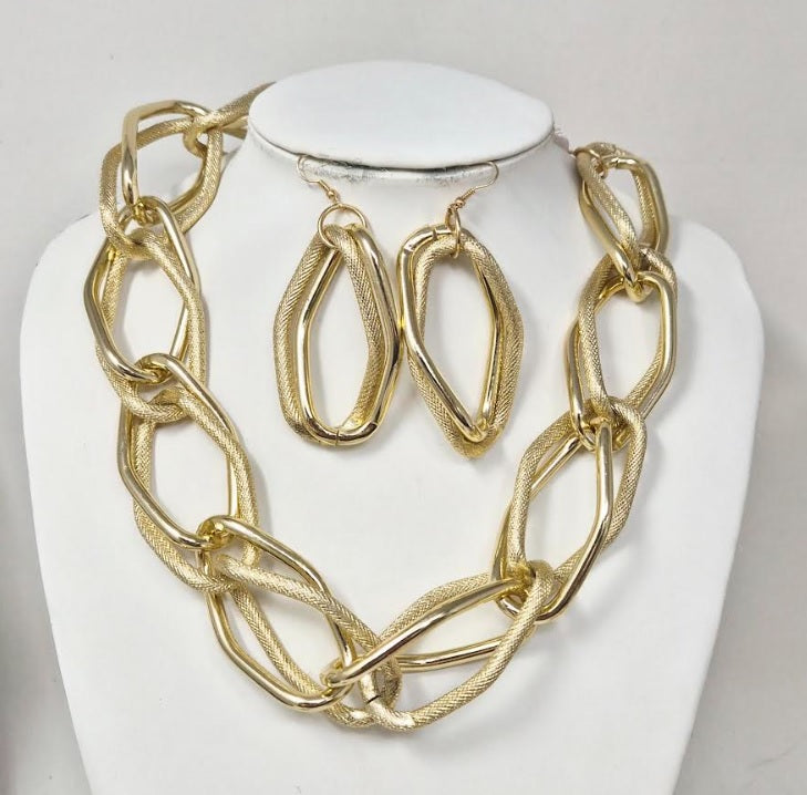 Fashion Statement Link Necklace Set #JN11364 - Multiple Colors (PC)