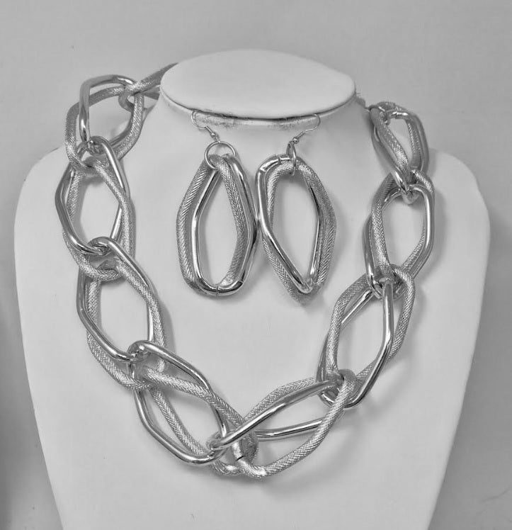 Fashion Statement Link Necklace Set #JN11364 - Multiple Colors (PC)