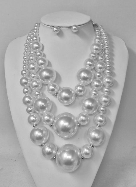 Fashion Large Pearl Necklace Set #JN11369 - Multiple Colors (PC)