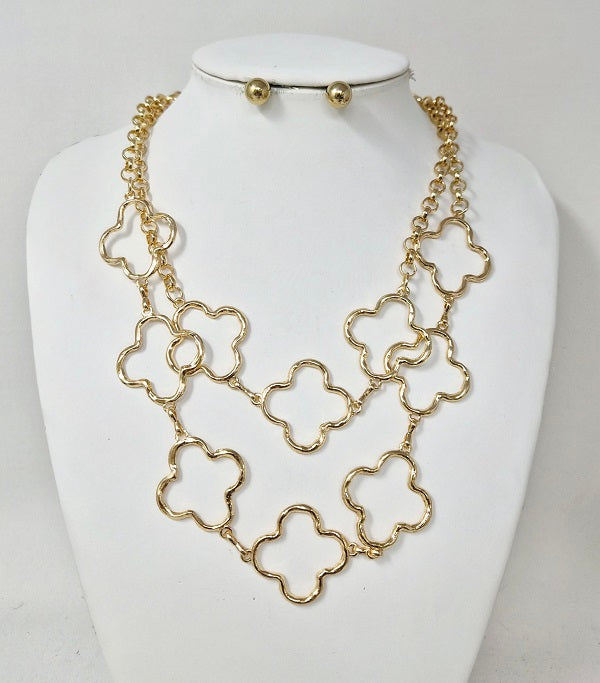 Fashion Layered Clover Necklace Set #JN11372 - Multiple Colors (PC)