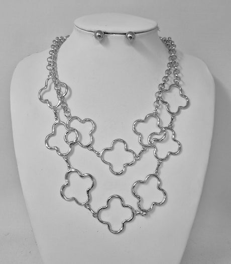 Fashion Layered Clover Necklace Set #JN11372 - Multiple Colors (PC)