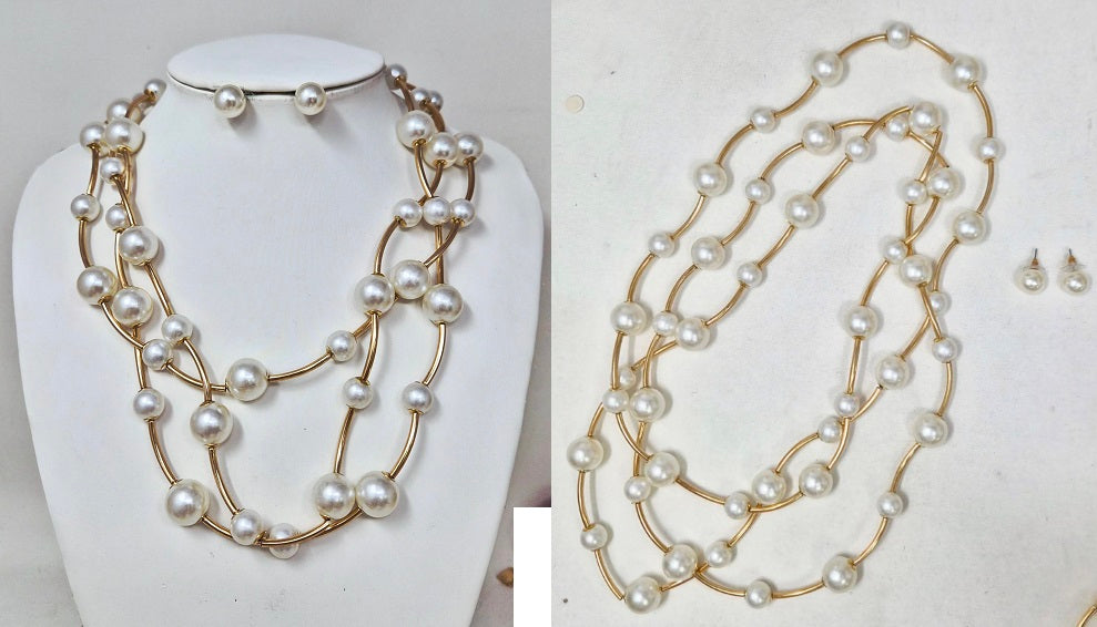 Wholesale Fashion Statement Pearl Necklace/Earring Set #JN11374 (PC)