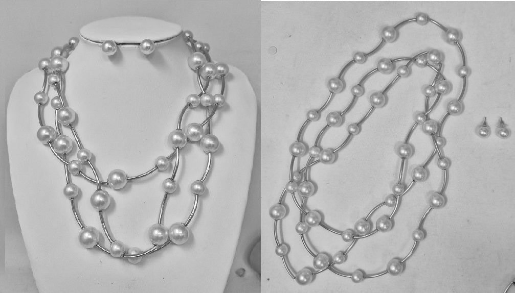 Wholesale Fashion Statement Pearl Necklace/Earring Set #JN11374 (PC)