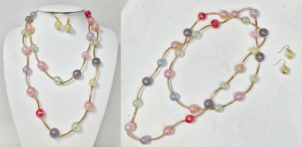 Wholesale Fashion Statement Pearl Necklace/Earring Set #JN11375GMT (PC)