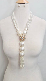 Fashion Pearl Tassel Necklace Set #JN11377 - Multiple Colors (PC)