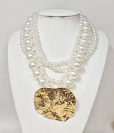 Fashion Layered Pearl Statement Necklace  #JN11380 - Multiple Colors (PC)