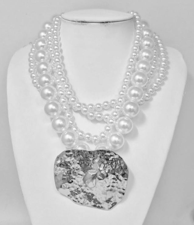 Fashion Layered Pearl Statement Necklace  #JN11380 - Multiple Colors (PC)