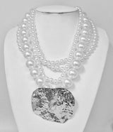 Fashion Layered Pearl Statement Necklace  #JN11380 - Multiple Colors (PC)