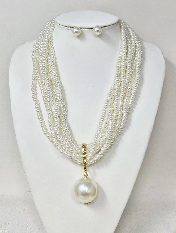 Fashion Multi Strand Pearl Necklace Set #JN11381 - Multiple Colors (PC)