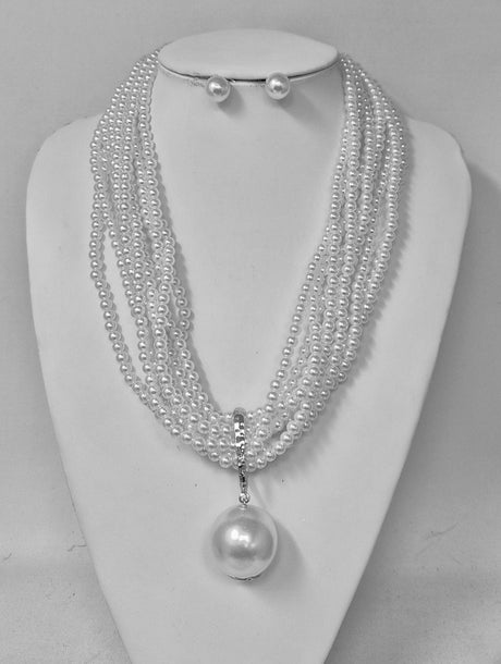 Fashion Multi Strand Pearl Necklace Set #JN11381 - Multiple Colors (PC)