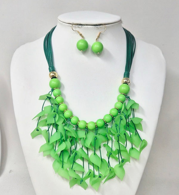 Fashion Fringe Statement Necklace Set #JN11389 - Multiple Colors (PC)