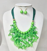 Fashion Fringe Statement Necklace Set #JN11389 - Multiple Colors (PC)