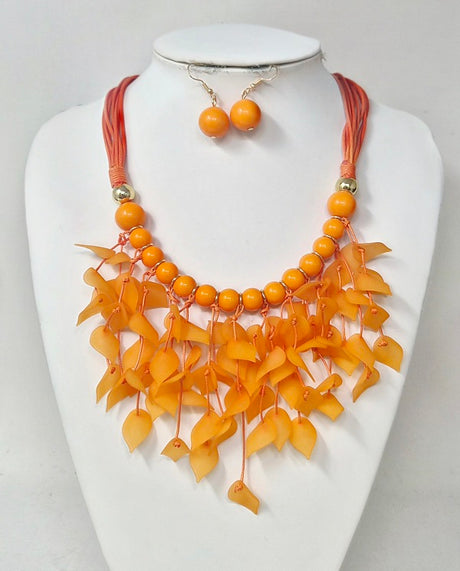 Fashion Fringe Statement Necklace Set #JN11389 - Multiple Colors (PC)