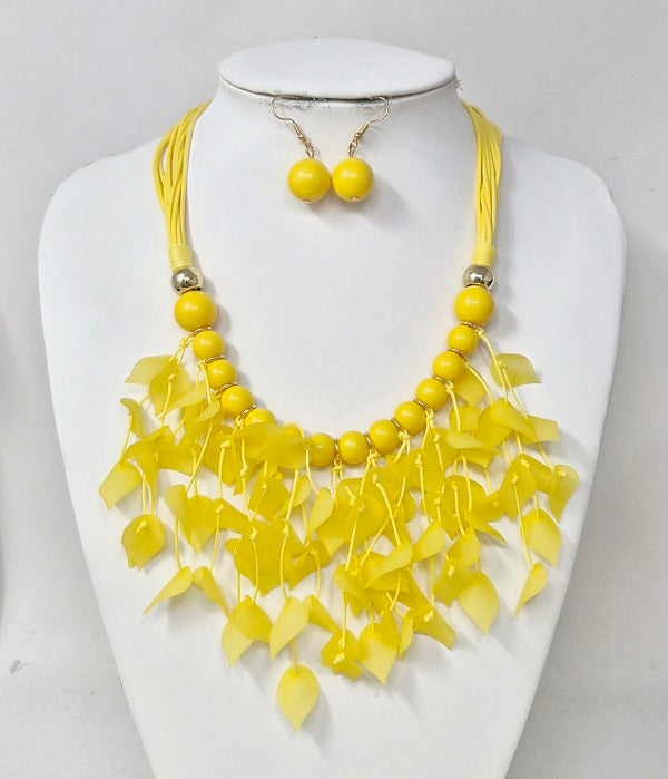 Fashion Fringe Statement Necklace Set #JN11389 - Multiple Colors (PC)