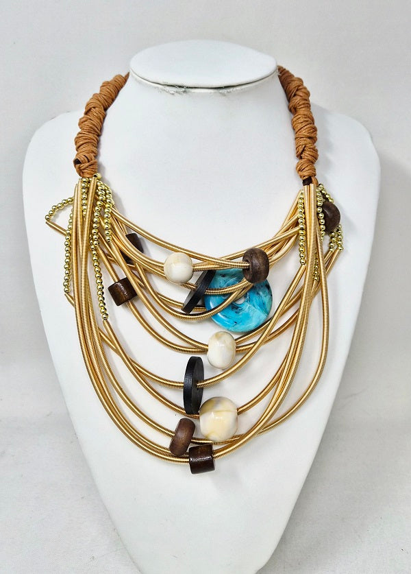 Fashion Multi-Strand Cord Necklace Set #JN11396G Gold (PC)