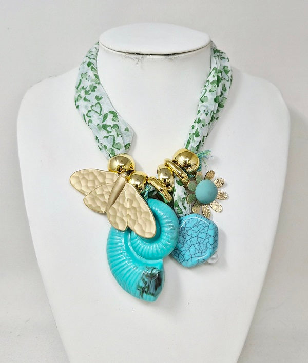 Fashion Butterfly & Shell Charm Necklace #JN11401 - Multiple Colors (PC)