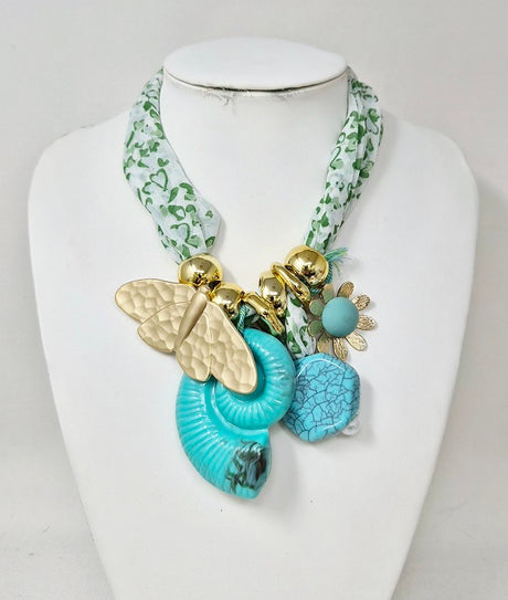 Fashion Butterfly & Shell Charm Necklace #JN11401 - Multiple Colors (PC)