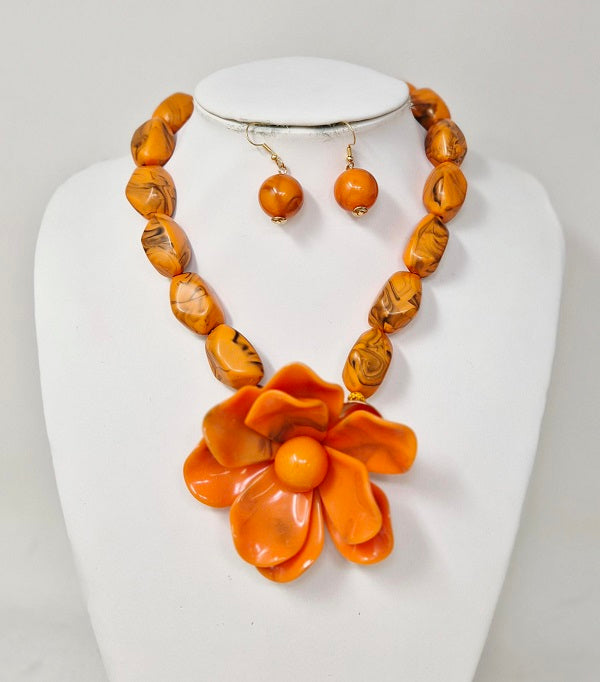 Wholesale Fashion Statement Flower Necklace/Earring Set #JN11413 (PC)