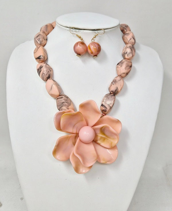 Wholesale Fashion Statement Flower Necklace/Earring Set #JN11413 (PC)