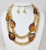 Fashion Double Strand Beaded Necklace Set #JN11427 - Multiple Colors (PC)