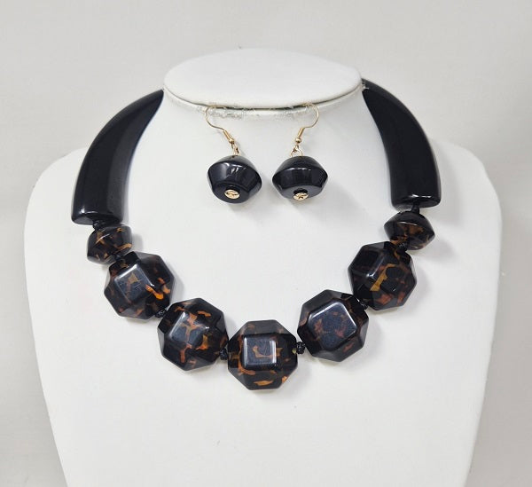 Fashion Geometric Bead Necklace Set #JN11430GLE (PC)