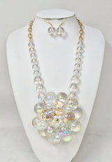 Fashion Bubble Bead Flower Necklace Set #JN11442 - Multiple Colors (PC)
