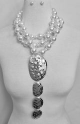 Fashion Pearl & Gold Disc Necklace Set #JN11454 - Multiple Colors (PC)