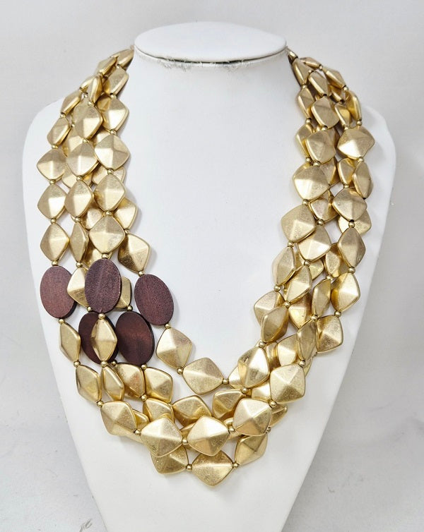 Fashion Multi Strand Geometric Necklace #JN11456MG (PC)