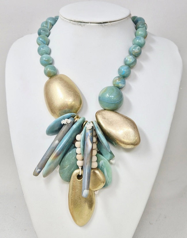 Fashion Cluster Statement Necklace #JN11457 - Multiple Colors (PC)