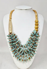 Fashion Wood Bead Statement Necklace #JN11479 - Multiple Colors (PC)