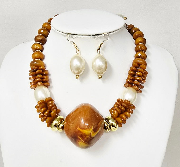 Fashion Beaded Statement Necklace Set #JN11501 - Multiple Colors (PC)