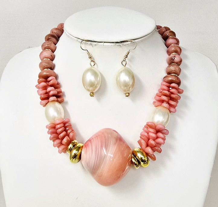 Fashion Beaded Statement Necklace Set #JN11501 - Multiple Colors (PC)