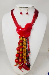 Fashion Beaded Tassel Necklace Set #JN11502 - Multiple Colors (PC)
