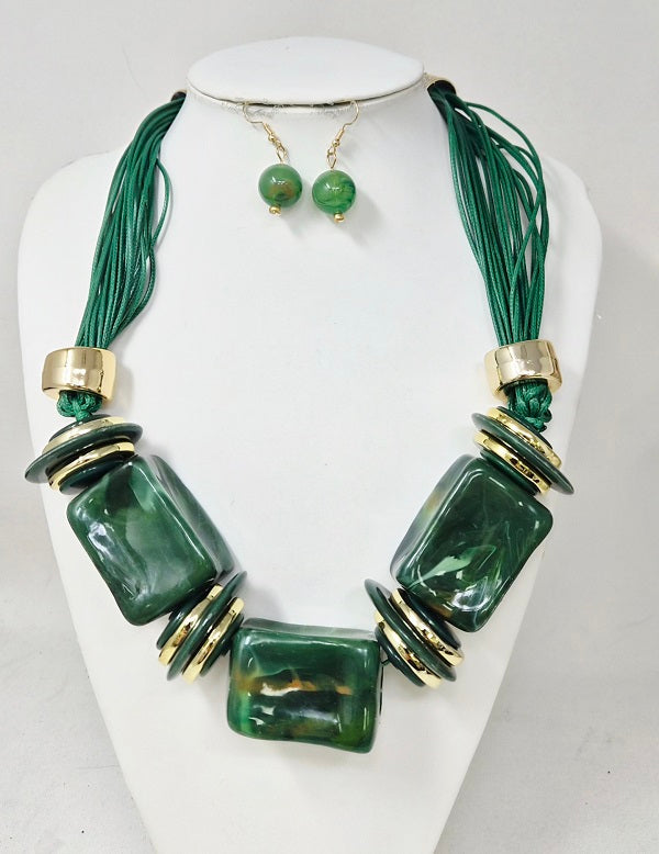 Fashion Marble Bead Necklace Set #JN11504 - Multiple Colors (PC)